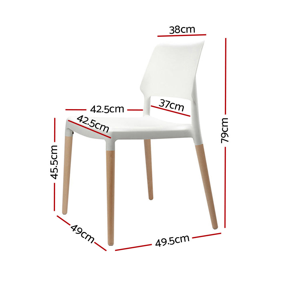 Artiss Dining Chairs Set of 4 Plastic Wooden Stackable White - Cosy Abode