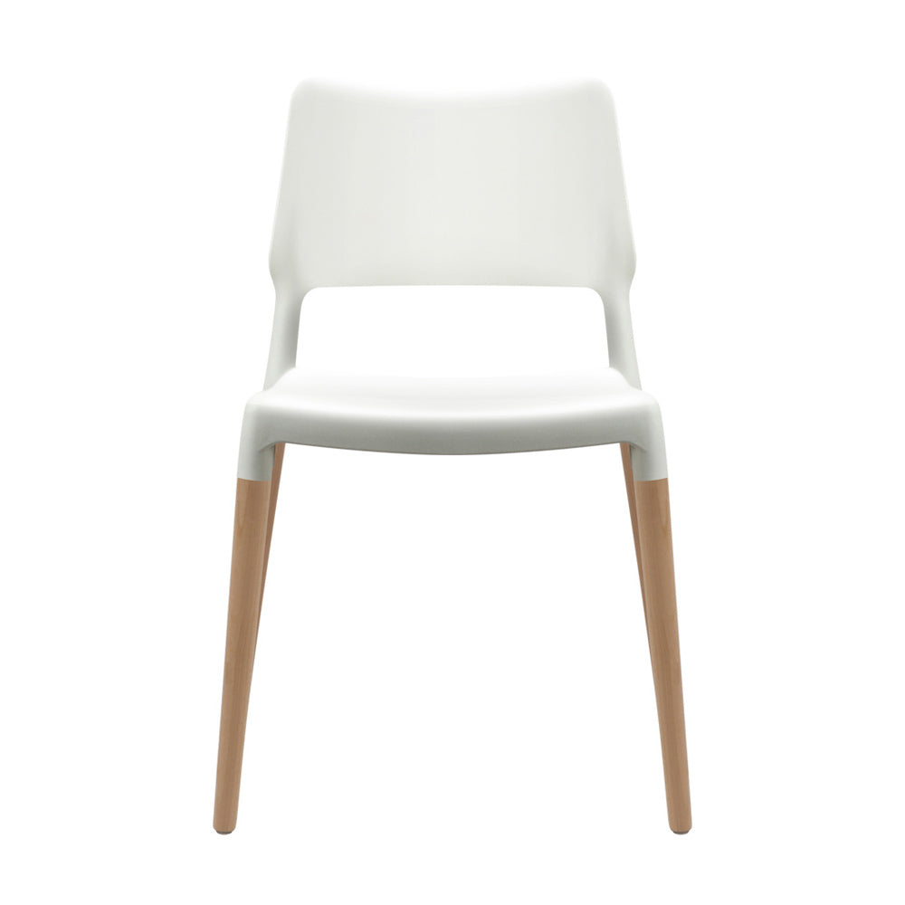 Artiss Dining Chairs Set of 4 Plastic Wooden Stackable White - Cosy Abode