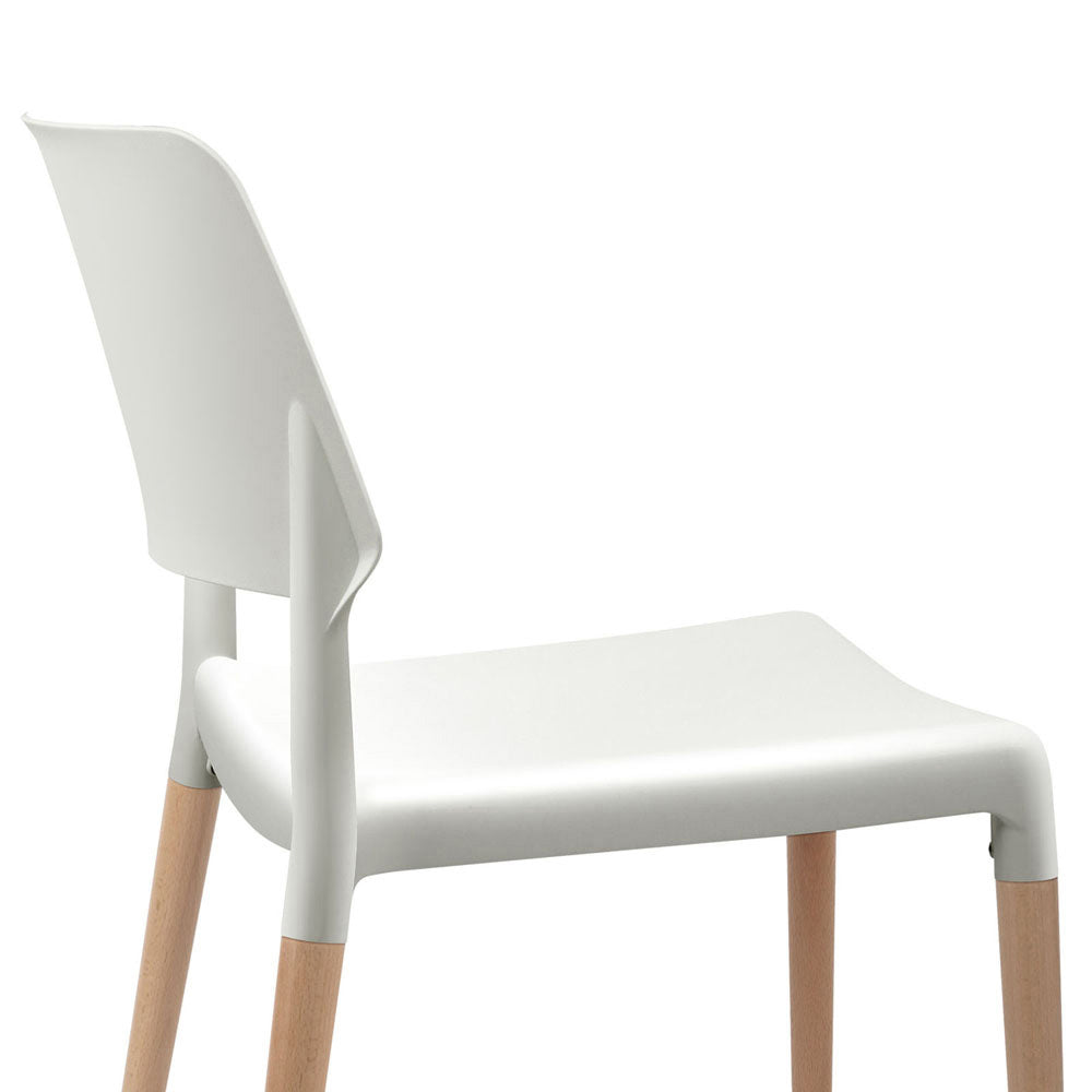 Artiss Dining Chairs Set of 4 Plastic Wooden Stackable White - Cosy Abode