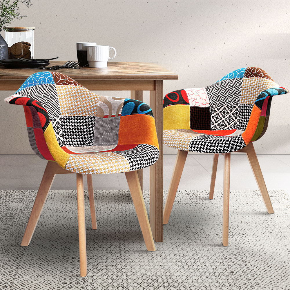 Artiss Dining Chairs Set of 2 Fabric Retro Replica DSW - Cosy Abode