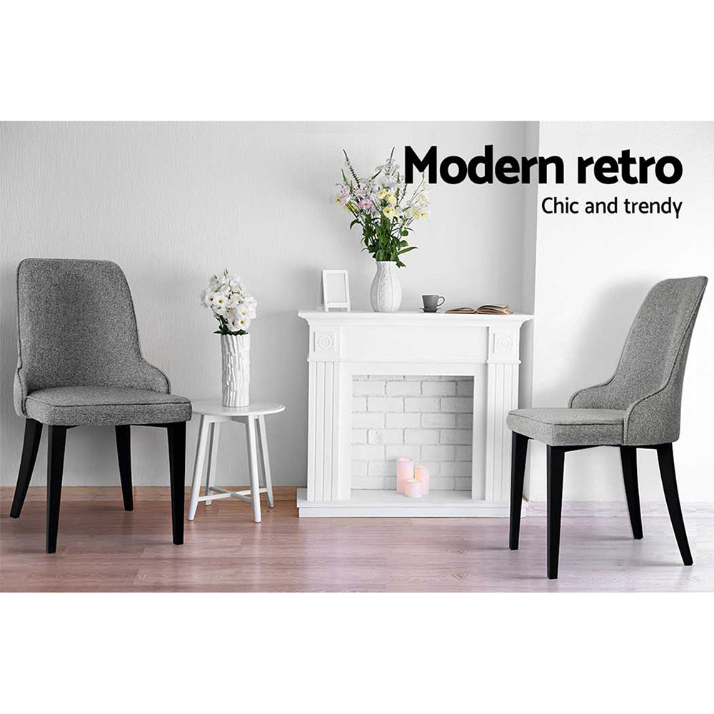 Artiss Dining Chairs Set of 2 Linen Fabric Grey - Cosy Abode