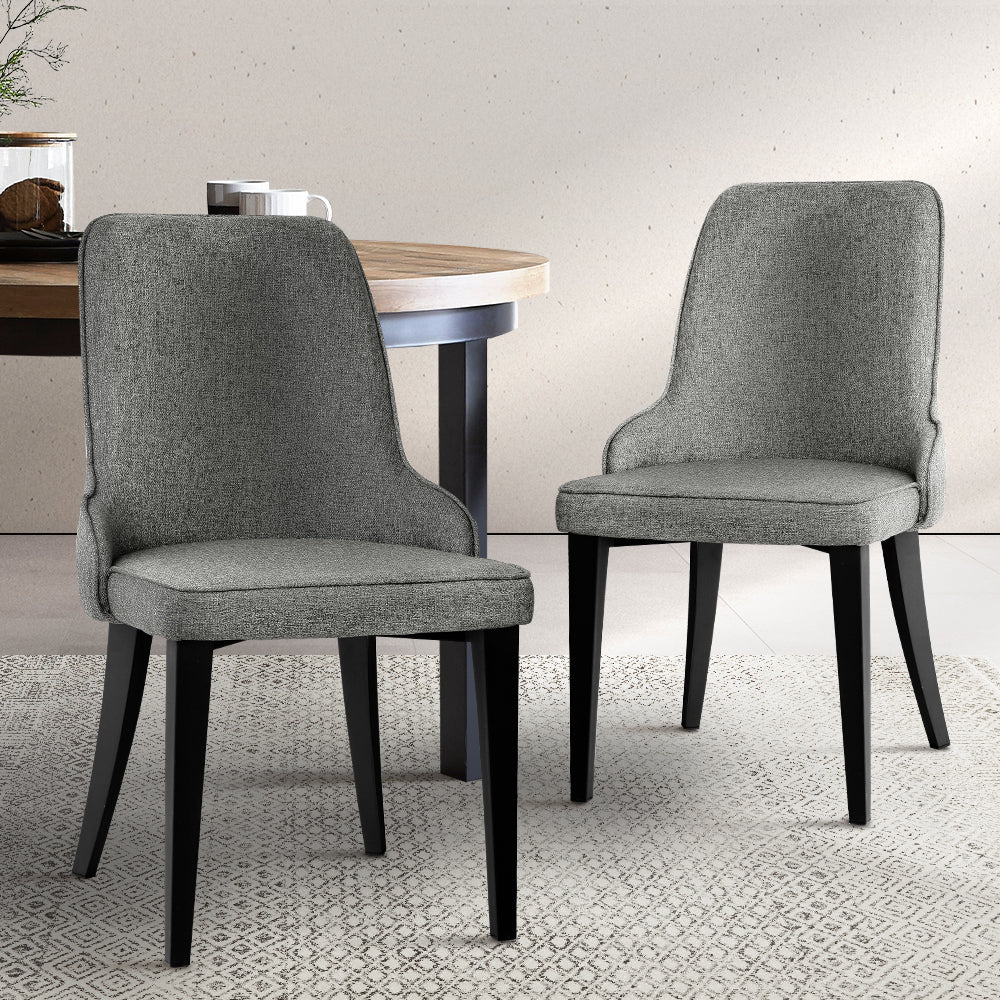 Artiss Dining Chairs Set of 2 Linen Fabric Grey - Cosy Abode