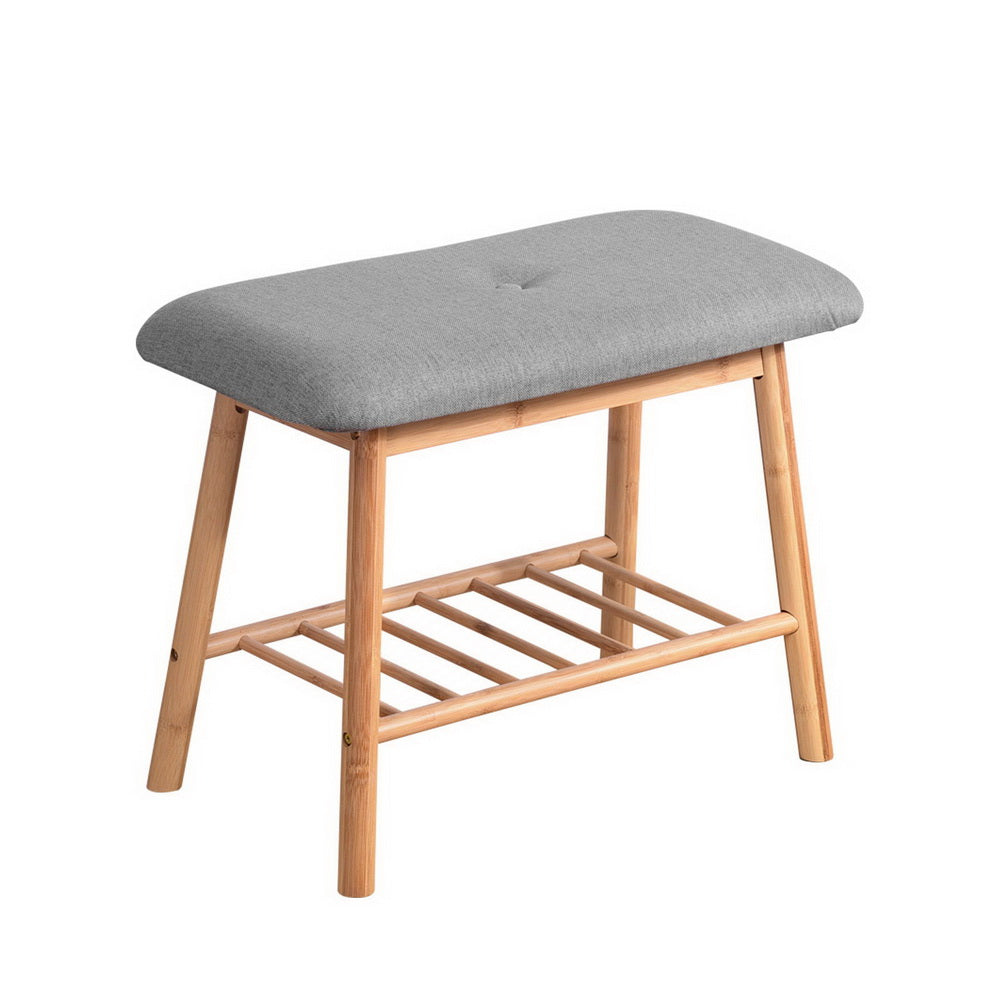 Artiss Shoe Rack Shoe Bench Fabric Seat 2 Pairs - Cosy Abode