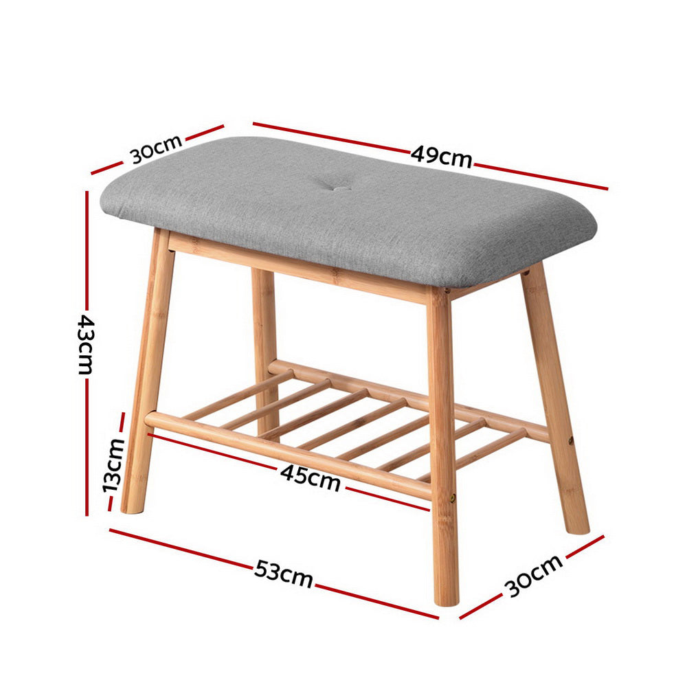 Artiss Shoe Rack Shoe Bench Fabric Seat 2 Pairs - Cosy Abode