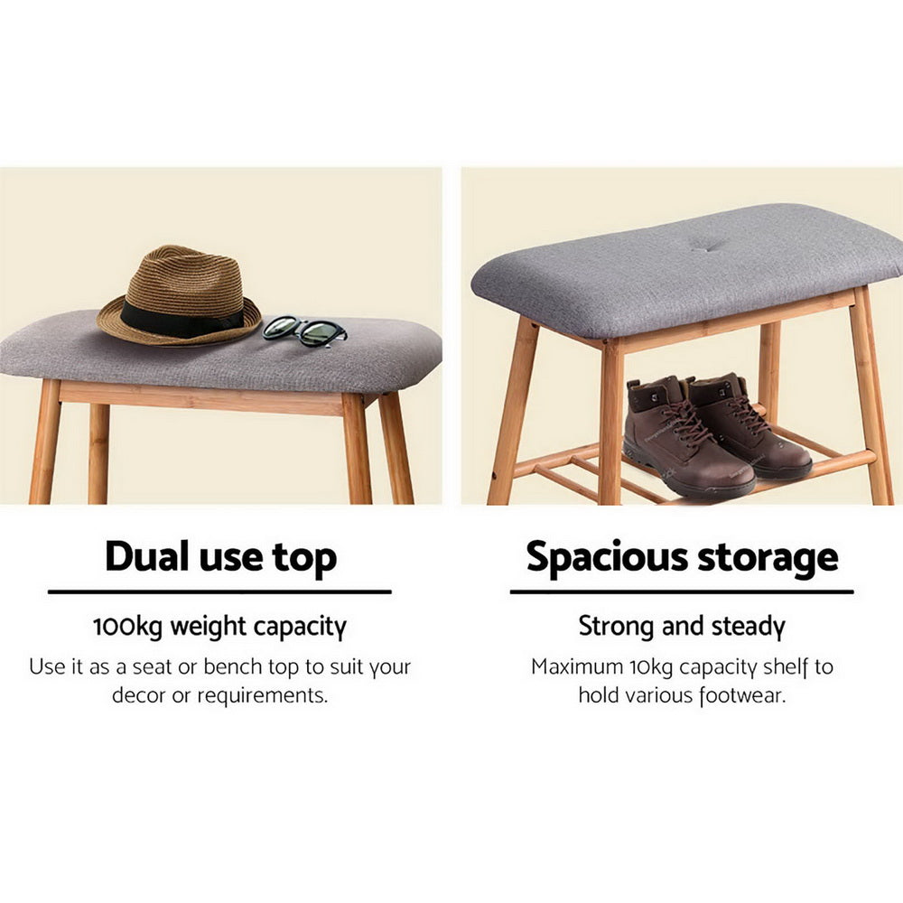 Artiss Shoe Rack Shoe Bench Fabric Seat 2 Pairs - Cosy Abode