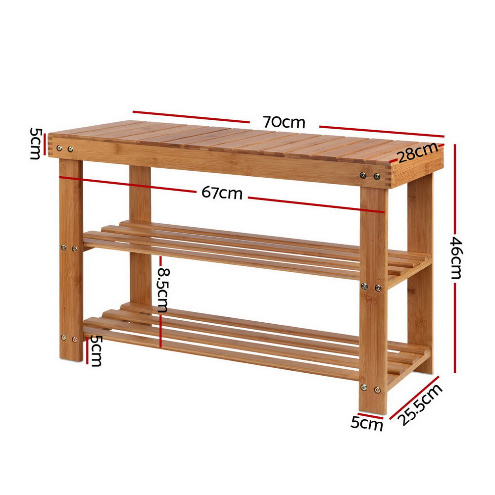 Artiss Shoe Rack Shoe Bench 10 Pairs Bamboo - Cosy Abode