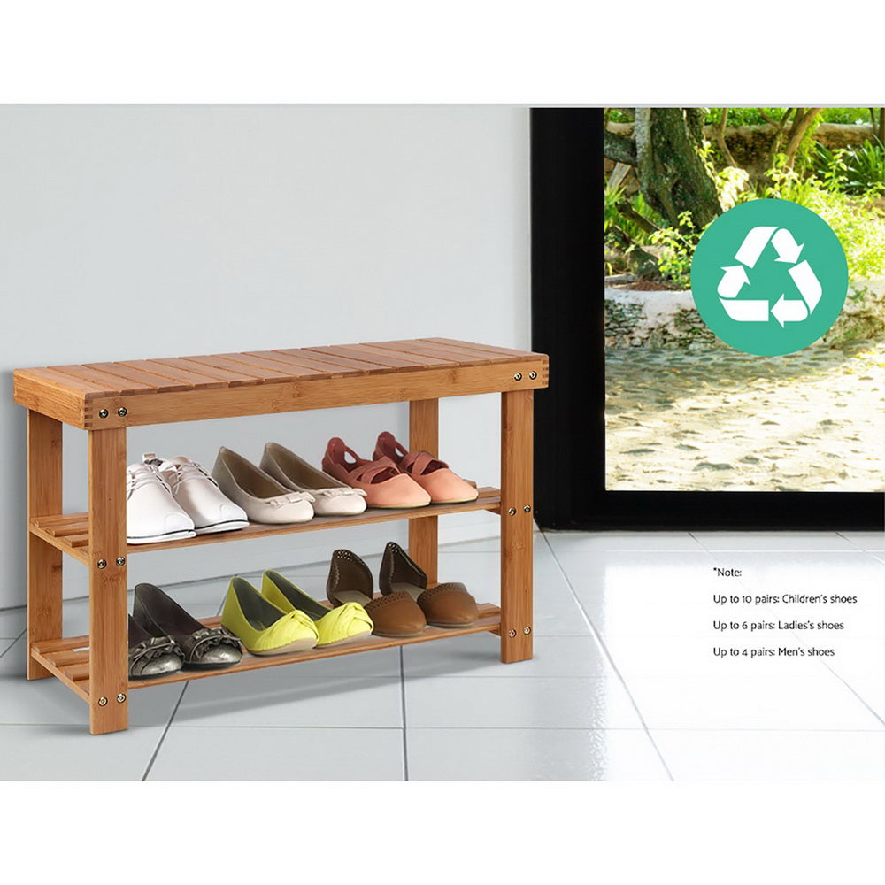 Artiss Shoe Rack Shoe Bench 10 Pairs Bamboo - Cosy Abode