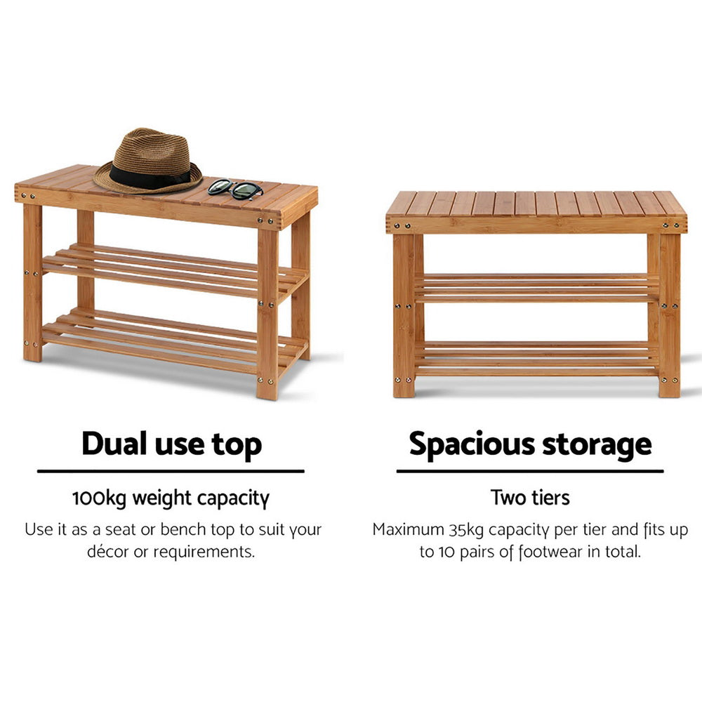 Artiss Shoe Rack Shoe Bench 10 Pairs Bamboo - Cosy Abode