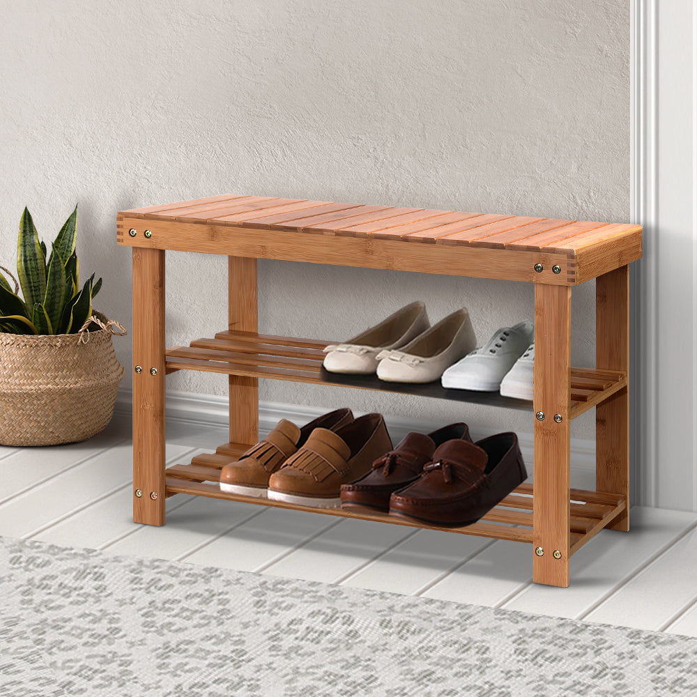 Artiss Shoe Rack Shoe Bench 10 Pairs Bamboo - Cosy Abode