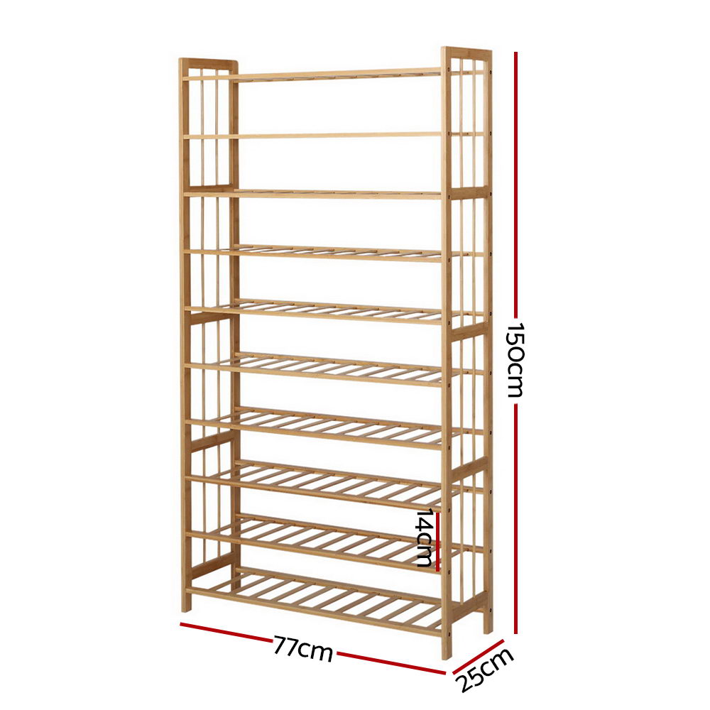 Artiss Shoe Rack Bamboo Shoe Storage 10-tier 50 Pairs - Cosy Abode