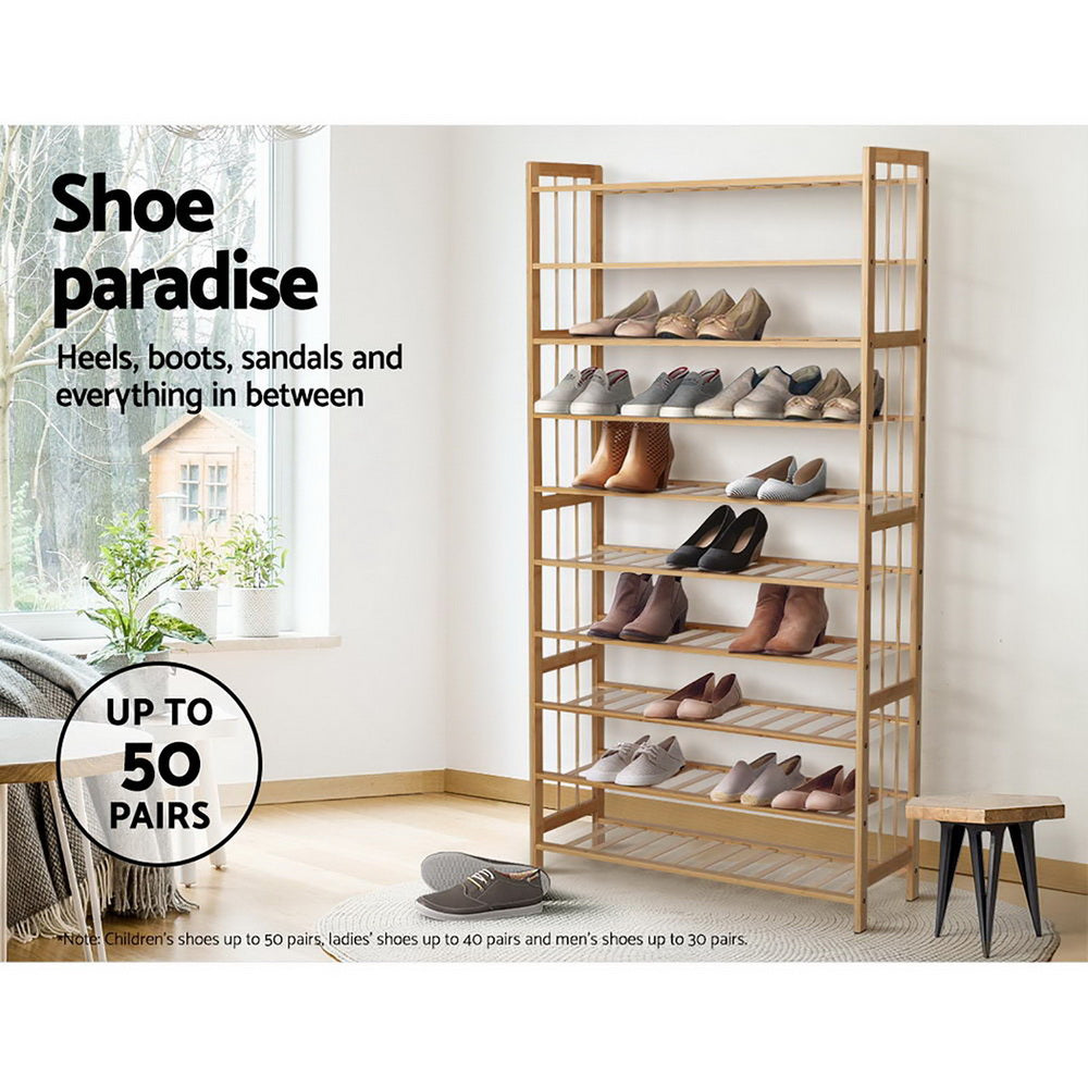 Artiss Shoe Rack Bamboo Shoe Storage 10-tier 50 Pairs - Cosy Abode