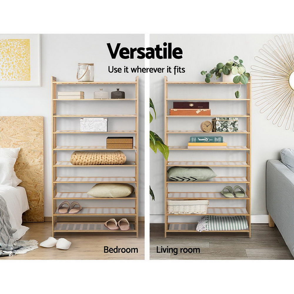 Artiss Shoe Rack Bamboo Shoe Storage 10-tier 50 Pairs - Cosy Abode