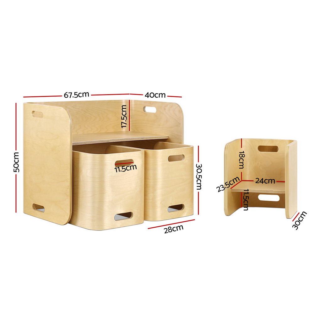 Keezi 3PCS Kids Table and Chairs Set Multifunctional Storage Desk - Cosy Abode
