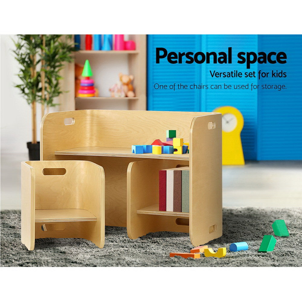 Keezi 3PCS Kids Table and Chairs Set Multifunctional Storage Desk - Cosy Abode