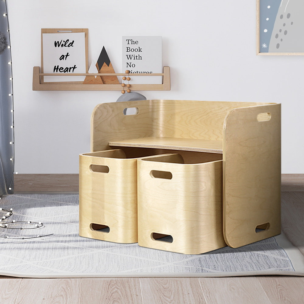 Keezi 3PCS Kids Table and Chairs Set Multifunctional Storage Desk - Cosy Abode