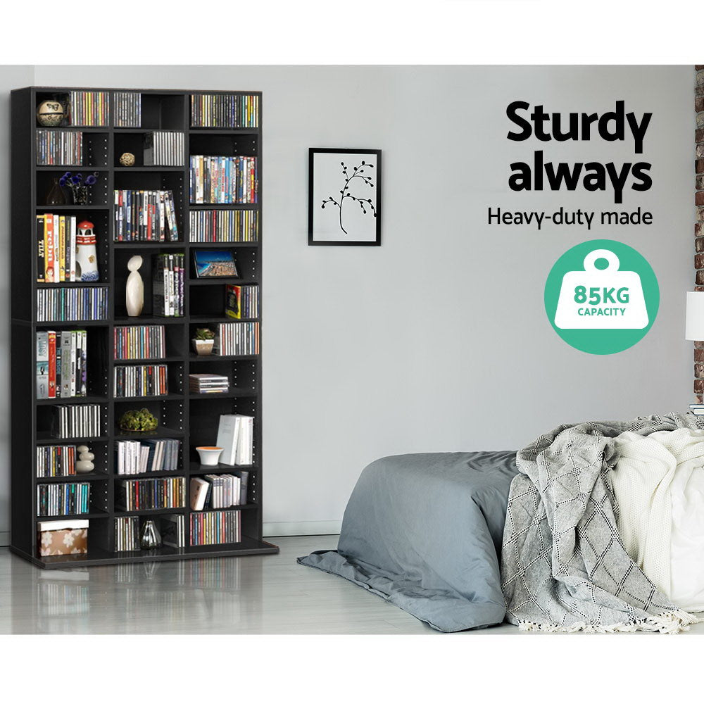 Artiss Bookshelf CD Storage Rack - BERT Black - Cosy Abode