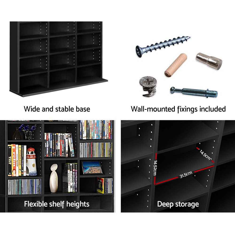Artiss Bookshelf CD Storage Rack - BERT Black - Cosy Abode