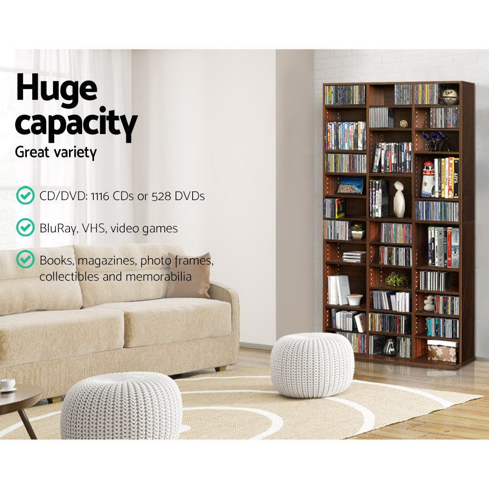 Artiss Bookshelf CD Storage Rack - BERT Brown - Cosy Abode