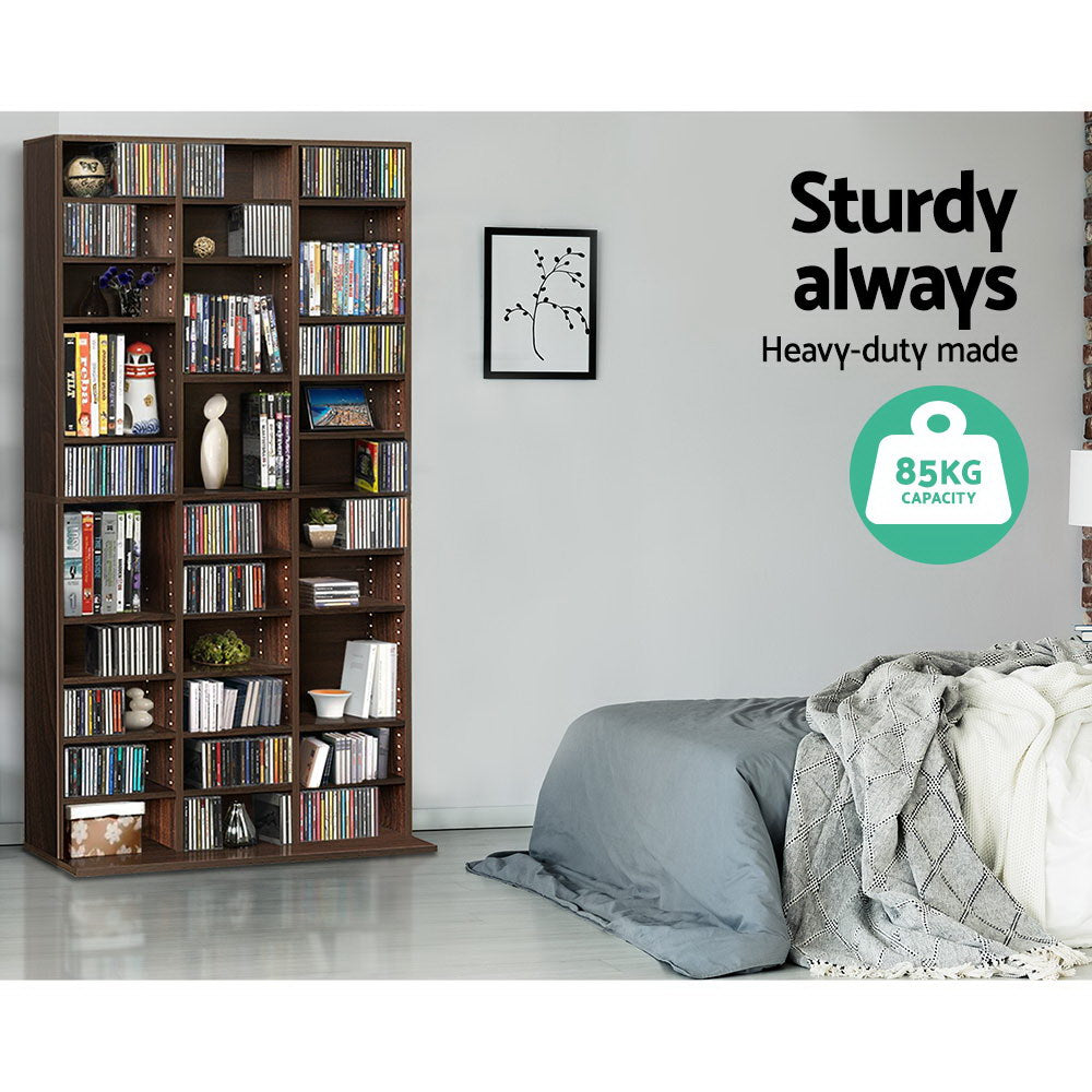 Artiss Bookshelf CD Storage Rack - BERT Brown - Cosy Abode