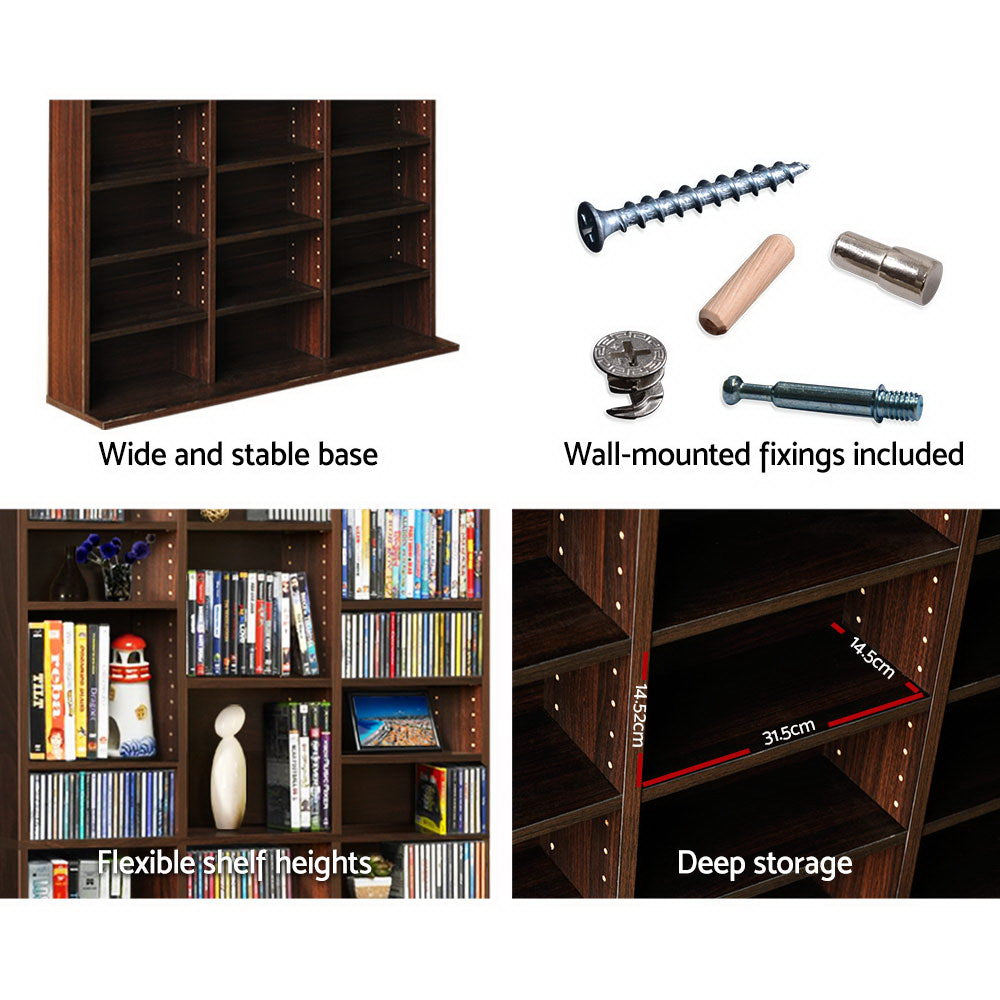 Artiss Bookshelf CD Storage Rack - BERT Brown - Cosy Abode