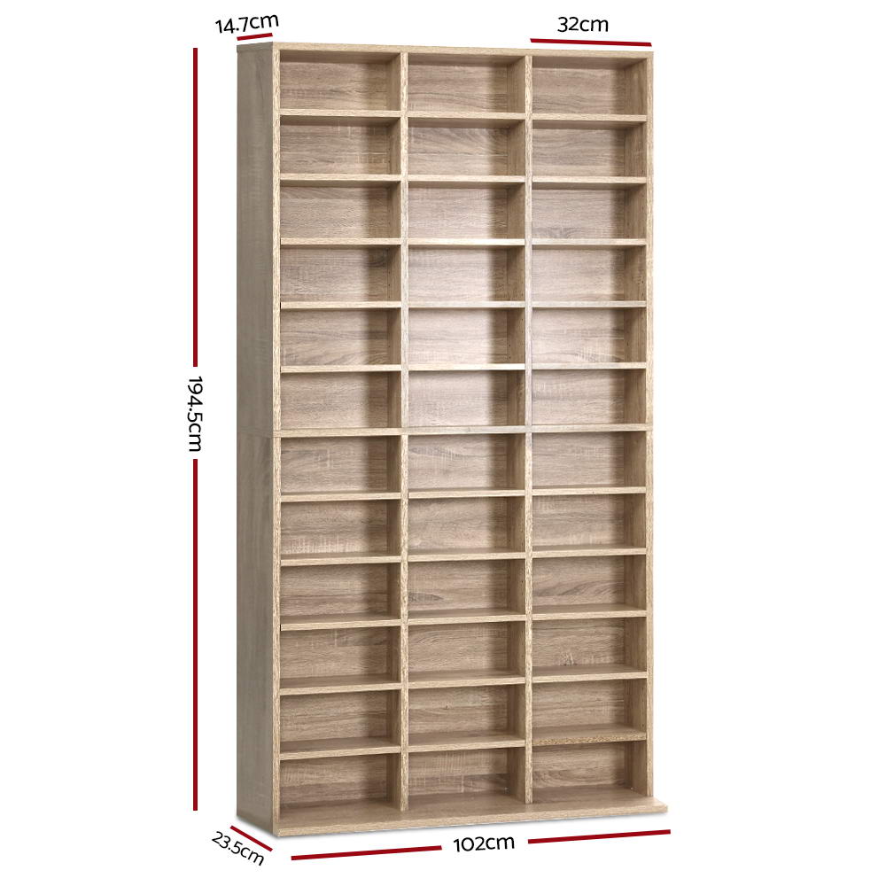 Artiss Bookshelf CD Storage Rack - BERT Oak - Cosy Abode