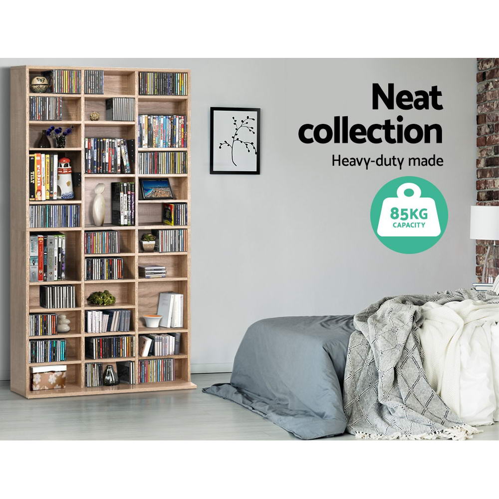 Artiss Bookshelf CD Storage Rack - BERT Oak - Cosy Abode