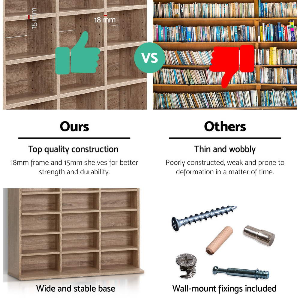 Artiss Bookshelf CD Storage Rack - BERT Oak - Cosy Abode