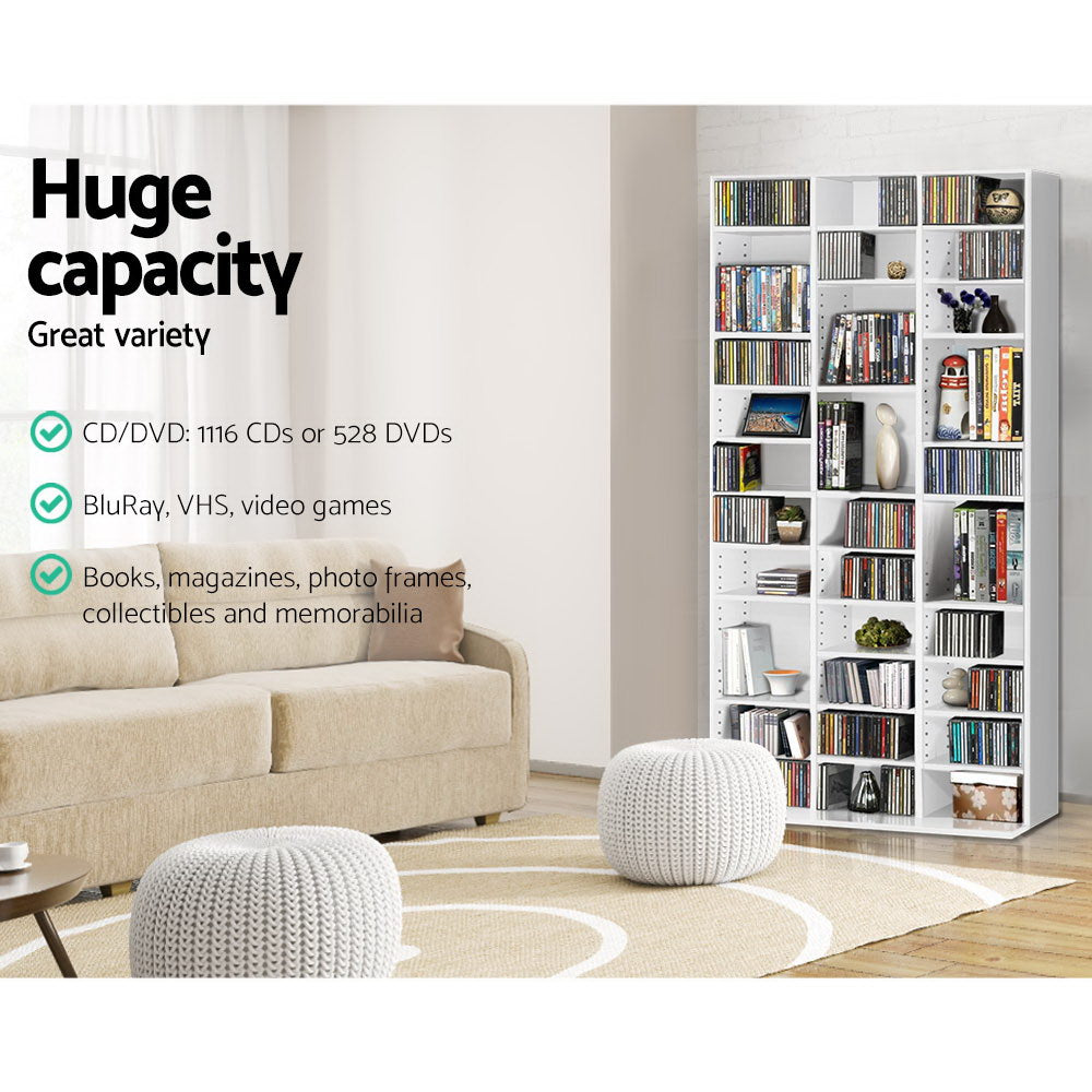 Artiss Bookshelf CD Storage Rack - BERT White - Cosy Abode