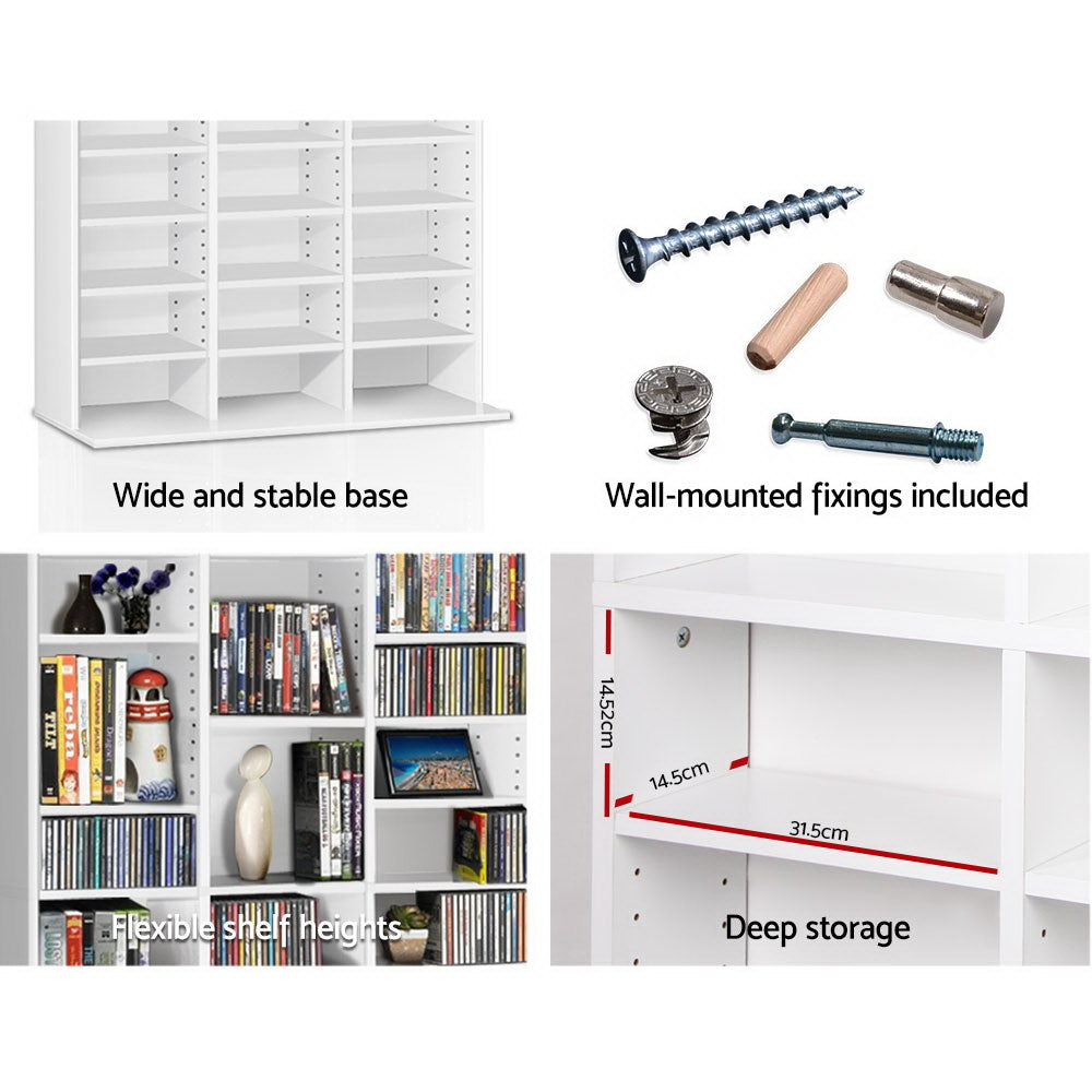 Artiss Bookshelf CD Storage Rack - BERT White - Cosy Abode