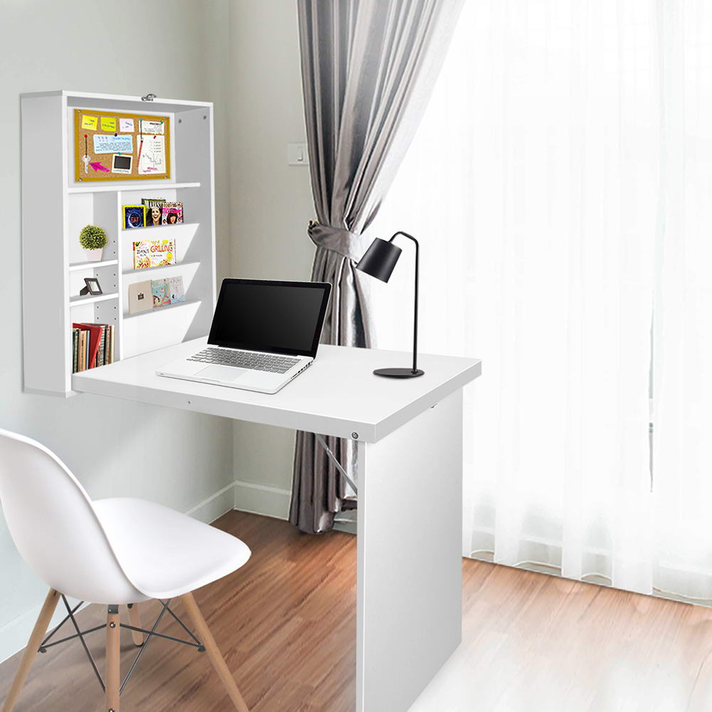 Artiss Space Saving Wall Mount Fold-Out Desk - White - Cosy Abode