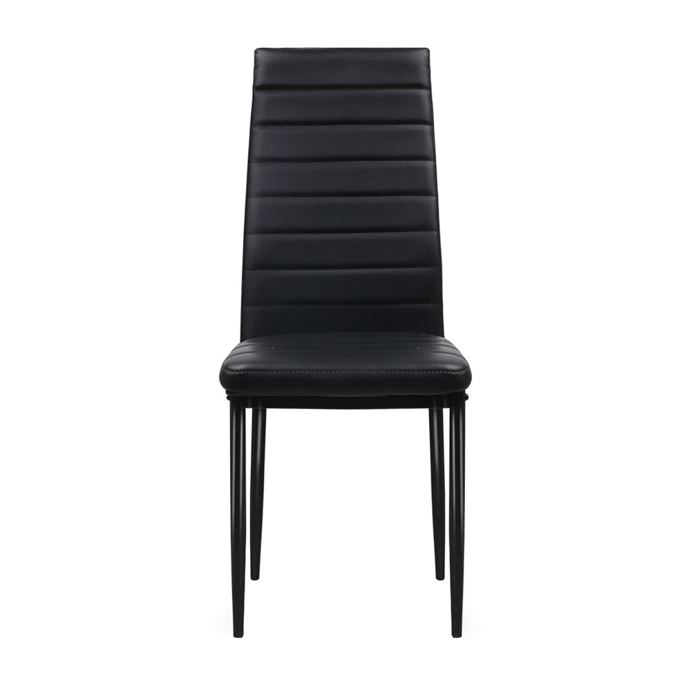 Artiss Dining Chairs Set of 4 Leather Channel Tufted Black - Cosy Abode