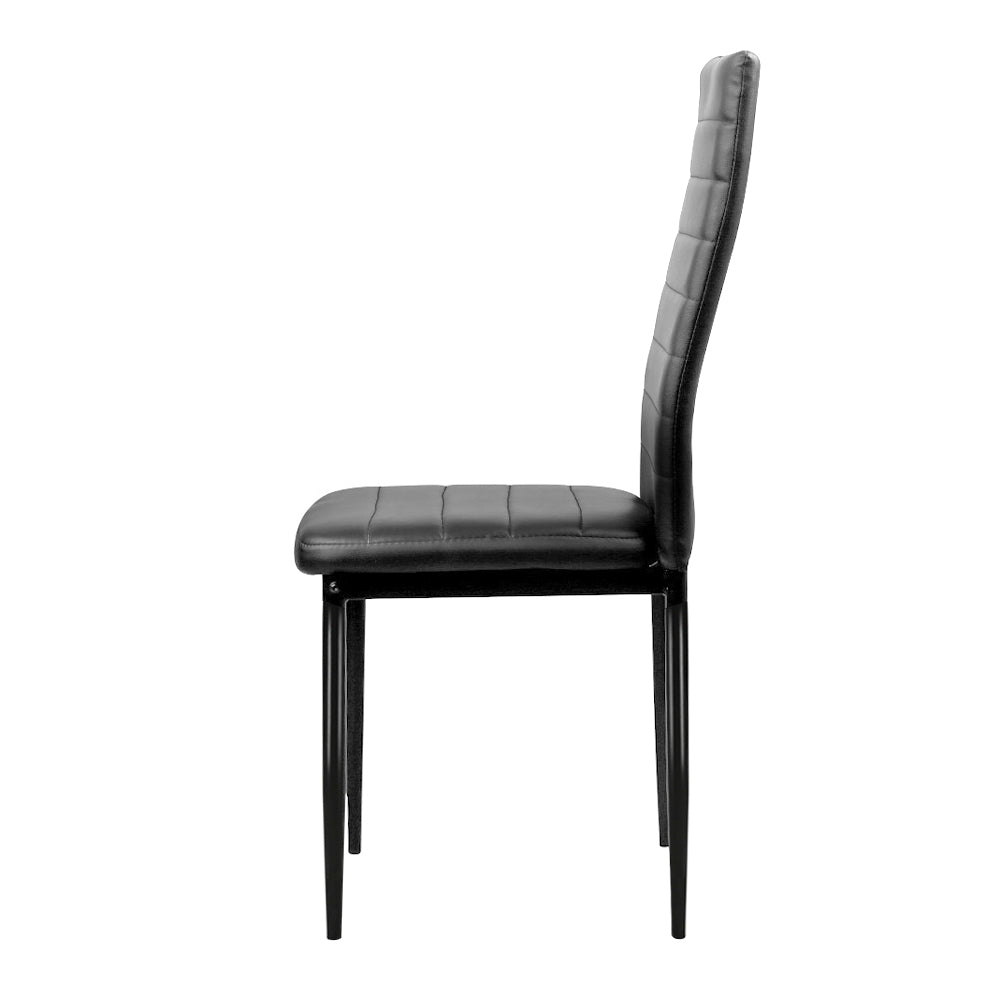 Artiss Dining Chairs Set of 4 Leather Channel Tufted Black - Cosy Abode
