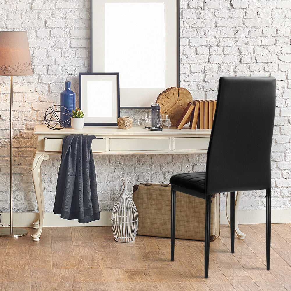 Artiss Dining Chairs Set of 4 Leather Channel Tufted Black - Cosy Abode