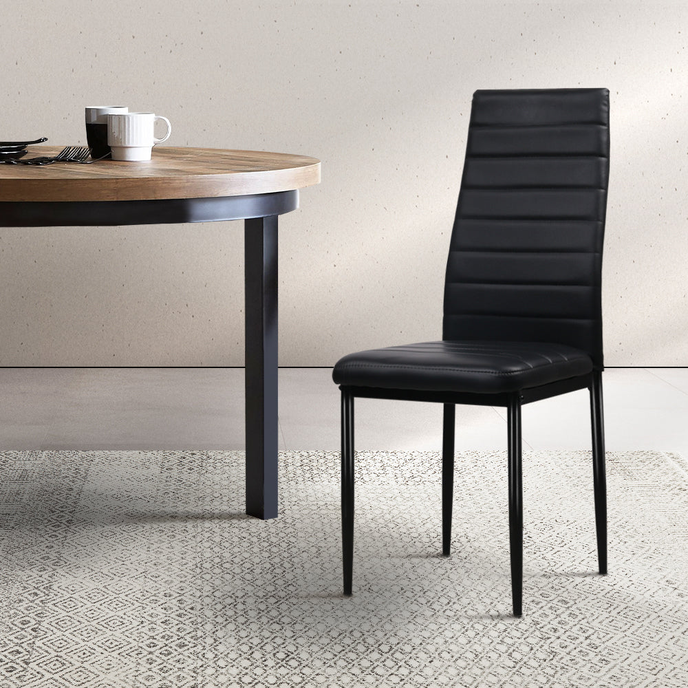 Artiss Dining Chairs Set of 4 Leather Channel Tufted Black - Cosy Abode