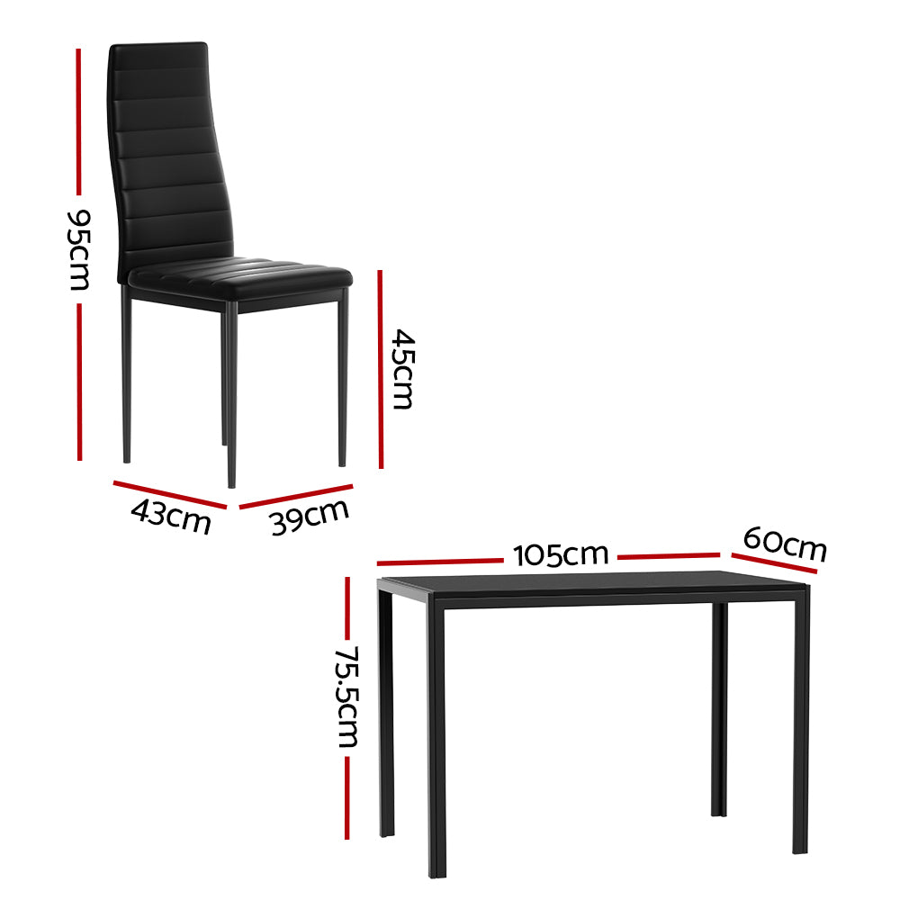 Artiss Dining Chairs and Table Dining Set 4 Chair Set Of 5 Black - Cosy Abode