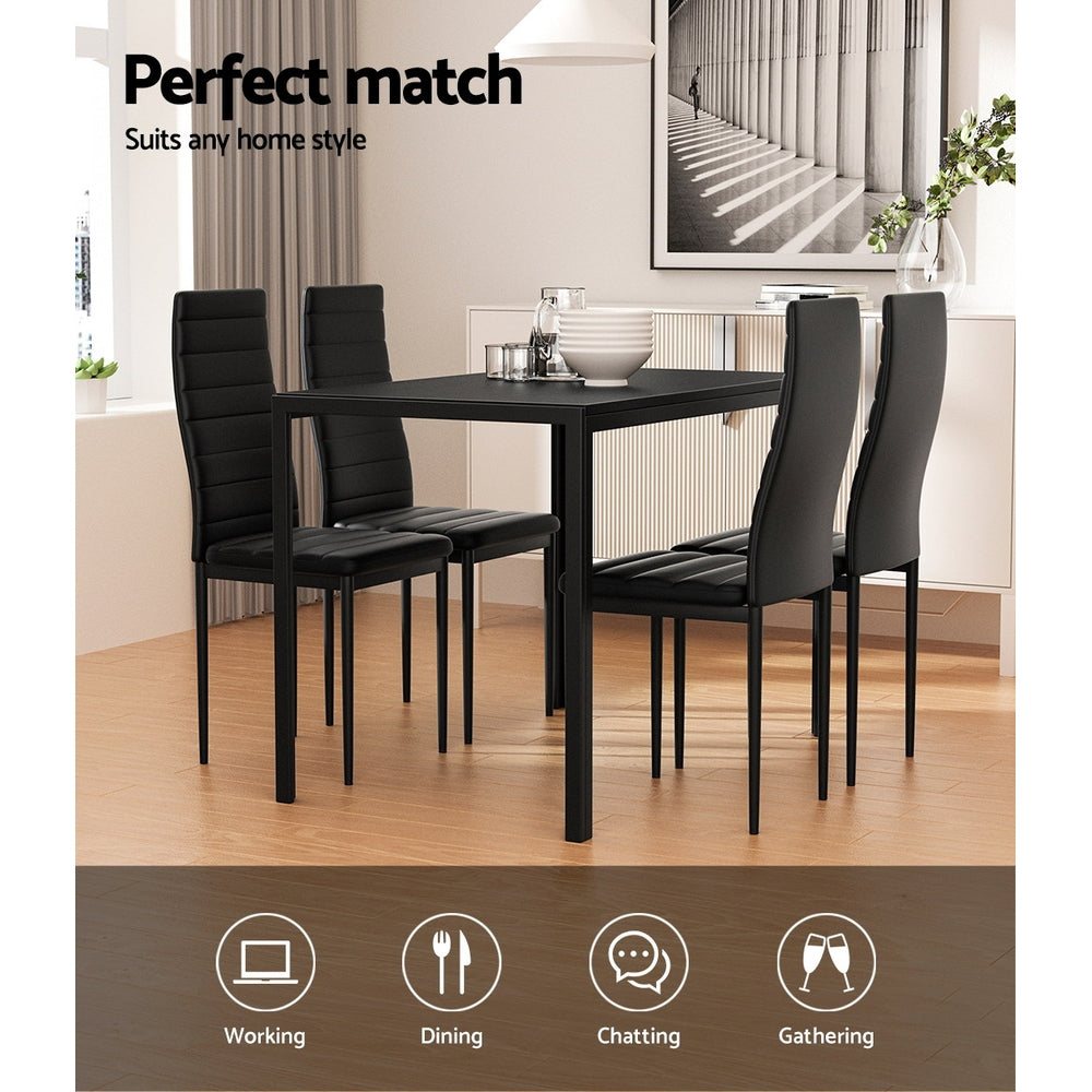 Artiss Dining Chairs and Table Dining Set 4 Chair Set Of 5 Black - Cosy Abode