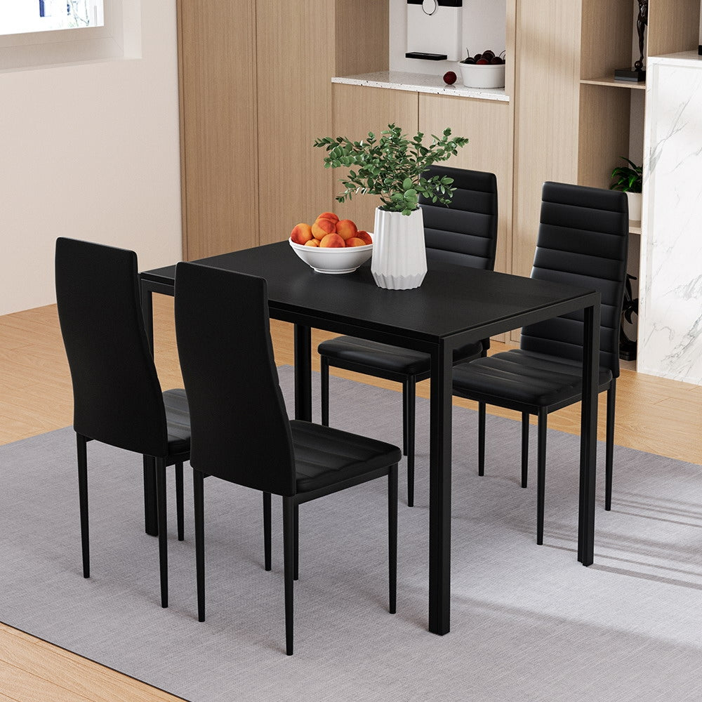 Artiss Dining Chairs and Table Dining Set 4 Chair Set Of 5 Black - Cosy Abode