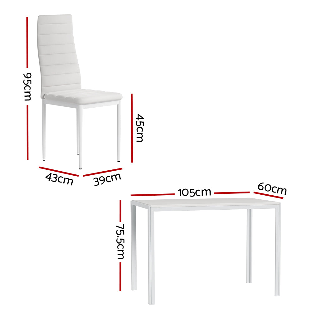 Artiss Dining Chairs and Table Dining Set 4 Chair Set Of 5 White - Cosy Abode