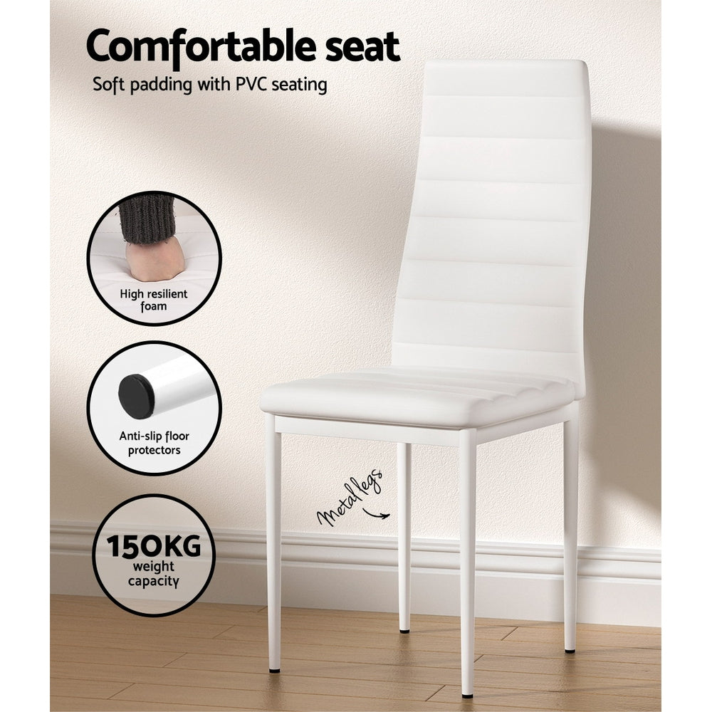 Artiss Dining Chairs and Table Dining Set 4 Chair Set Of 5 White - Cosy Abode