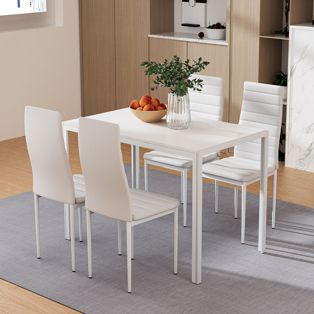 Artiss Dining Chairs and Table Dining Set 4 Chair Set Of 5 White - Cosy Abode