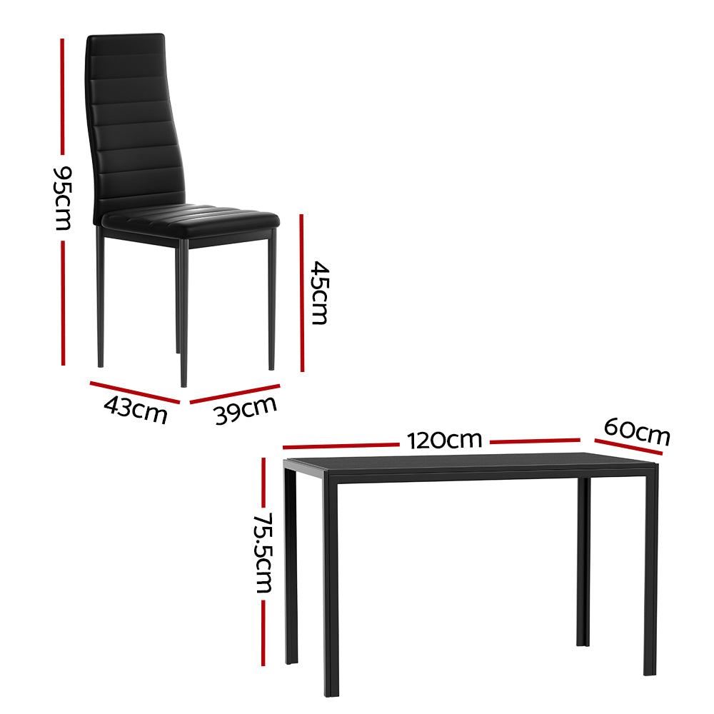 Artiss Dining Chairs and Table Dining Set 6 Chair Set Of 7 Black - Cosy Abode