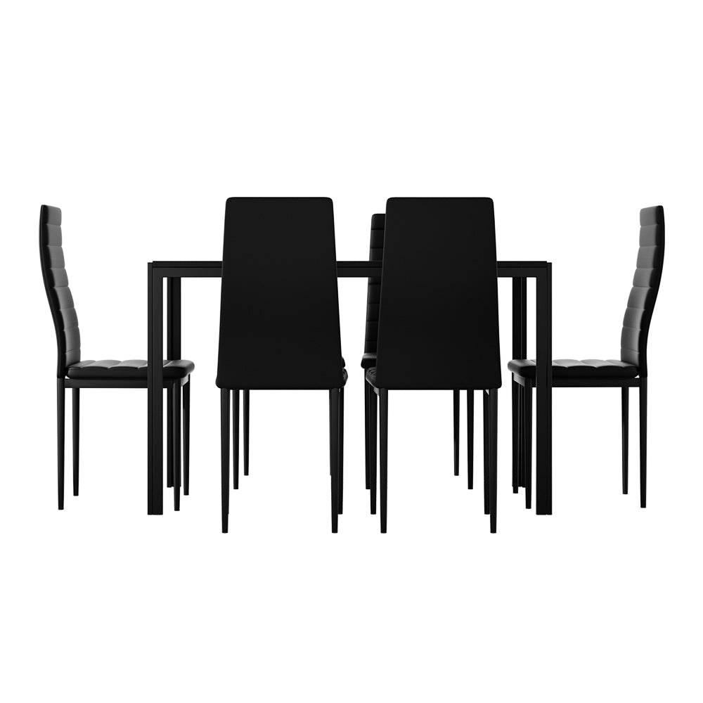 Artiss Dining Chairs and Table Dining Set 6 Chair Set Of 7 Black - Cosy Abode