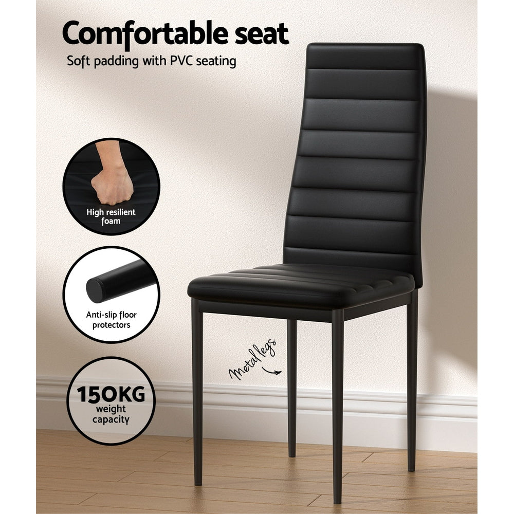 Artiss Dining Chairs and Table Dining Set 6 Chair Set Of 7 Black - Cosy Abode