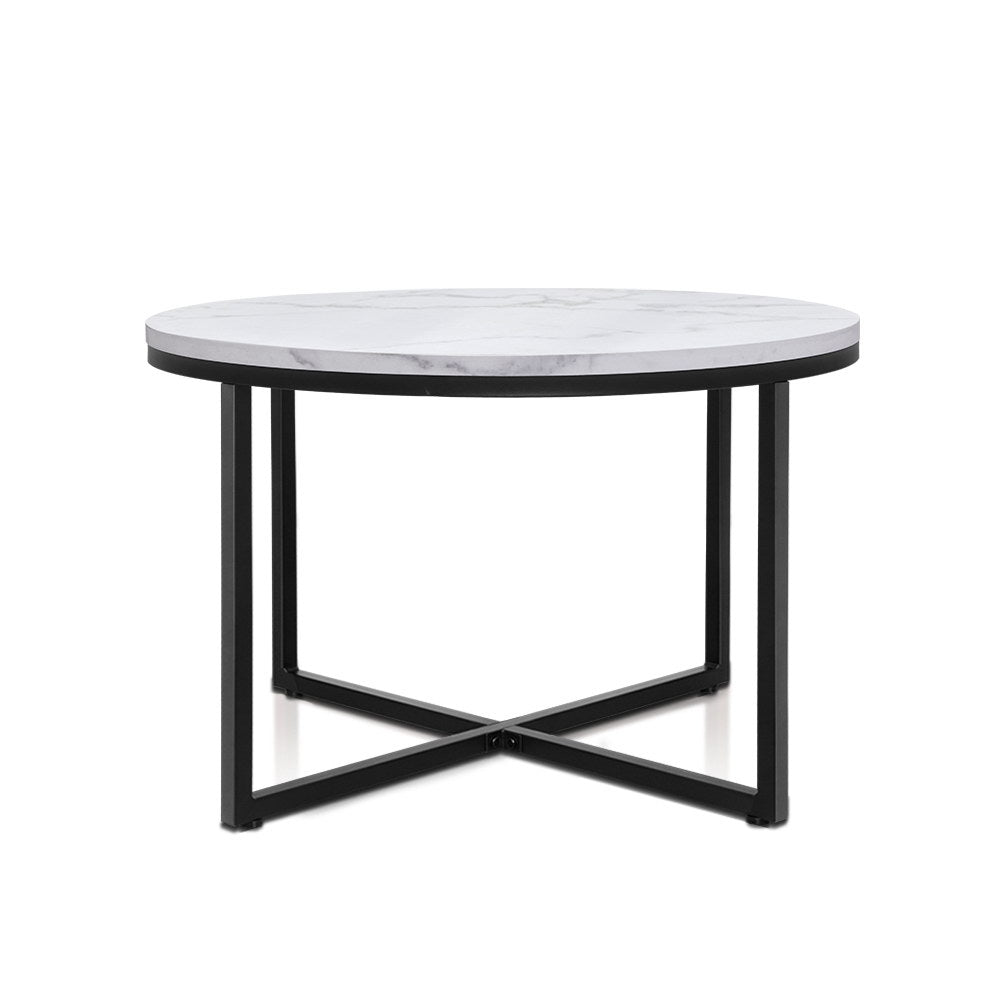 Artiss Coffee Table Round 70CM Marbel Effect - Cosy Abode