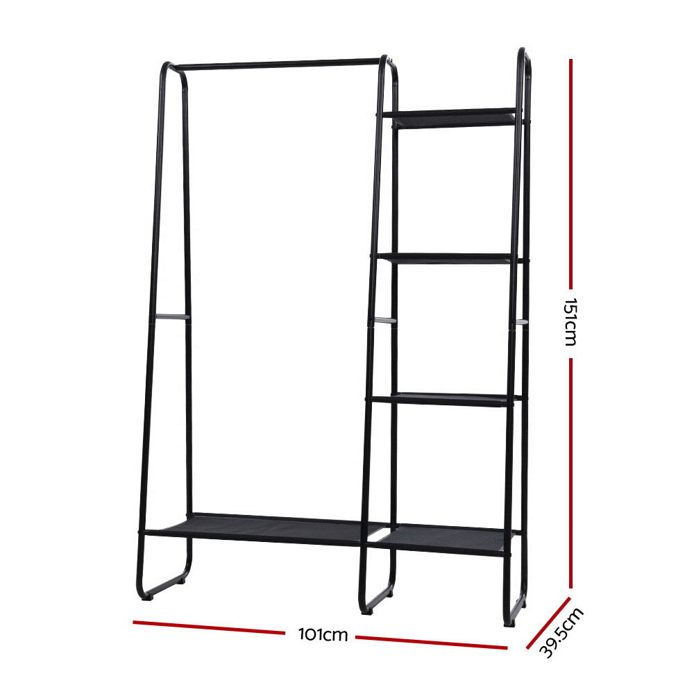 Artiss Clothes Rack Coat Stand 150cm Hanger Closet Black - Cosy Abode