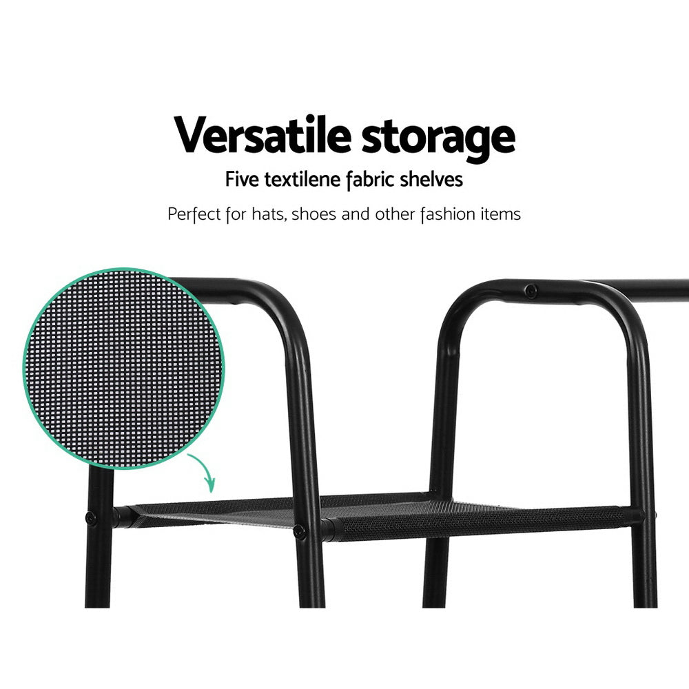 Artiss Clothes Rack Coat Stand 150cm Hanger Closet Black - Cosy Abode