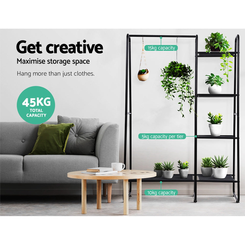 Artiss Clothes Rack Coat Stand 150cm Hanger Closet Black - Cosy Abode