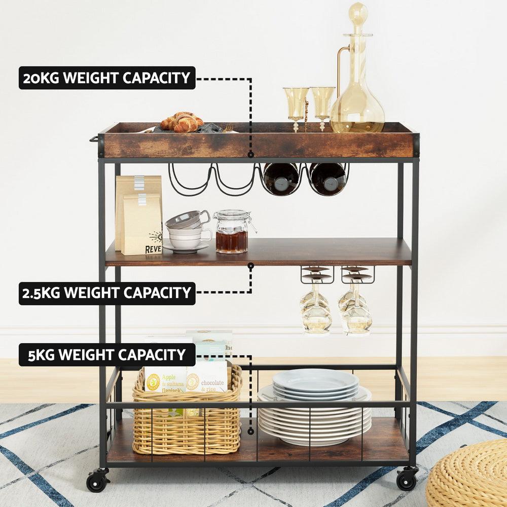 Artiss Kitchen Island Rolling Serving Cart - Cosy Abode