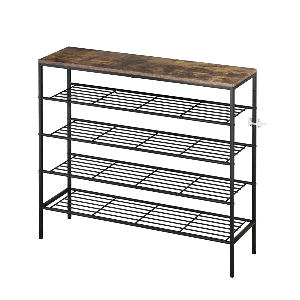 Artiss Shoe Rack 25 Pairs 5-tier Shoe Storage Organiser Shelf Metal frame Walnut - Cosy Abode