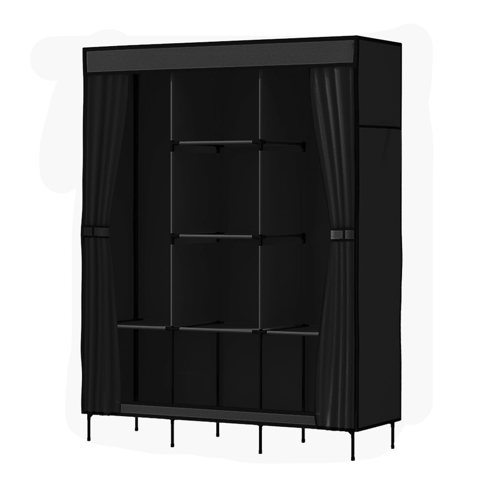 Artiss Large Portable Clothes Closet Wardrobe with Shelf Black - Cosy Abode
